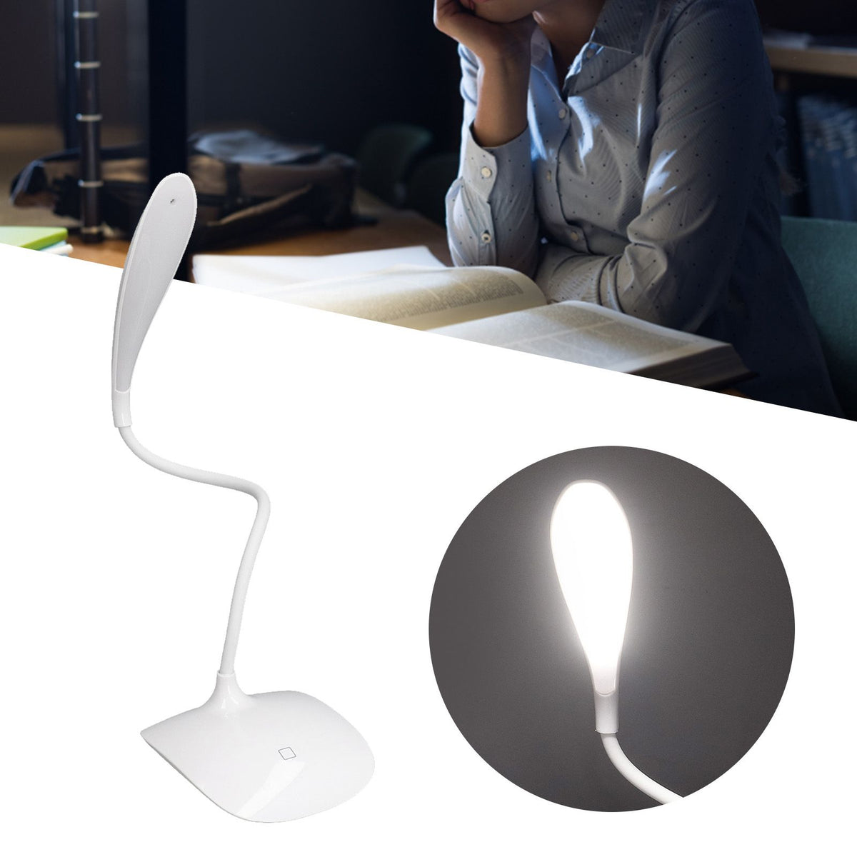 LED Table Lamp 3 Levels Touch Control USB Charging 16 LEDs Compact Portable Lamp for Home Office Travelling Camping