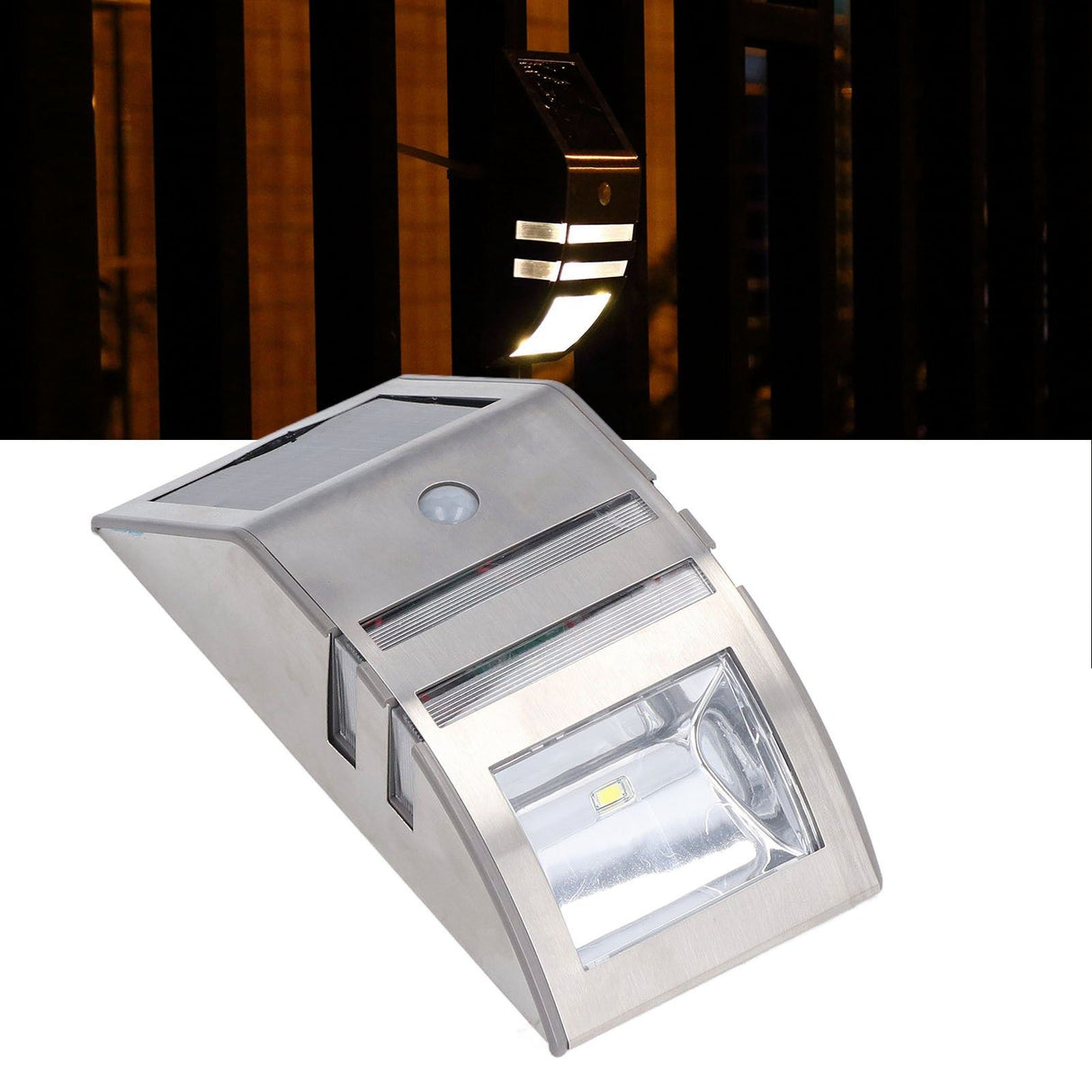 Solar Wall Lamp PIR Human Body Induction High Sensitivity White Light 40LM Stainless Steel Solar Wall Light