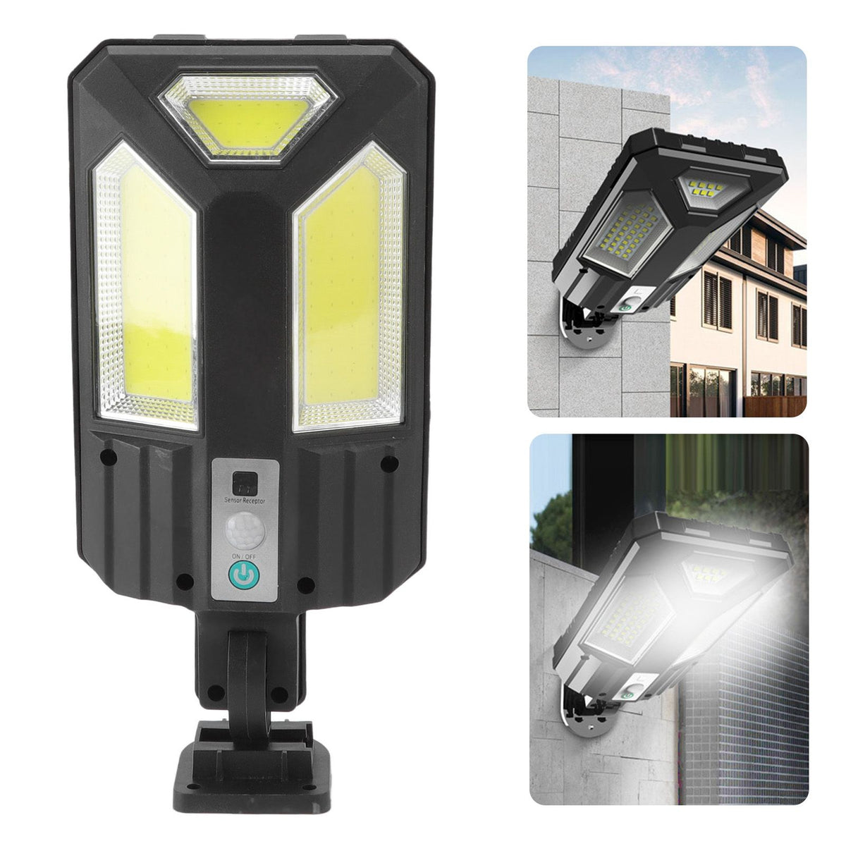 Solar Sensor Wall Light 3COB Energy Saving High Brightness Waterproof Solar Street Light for Outdoor
