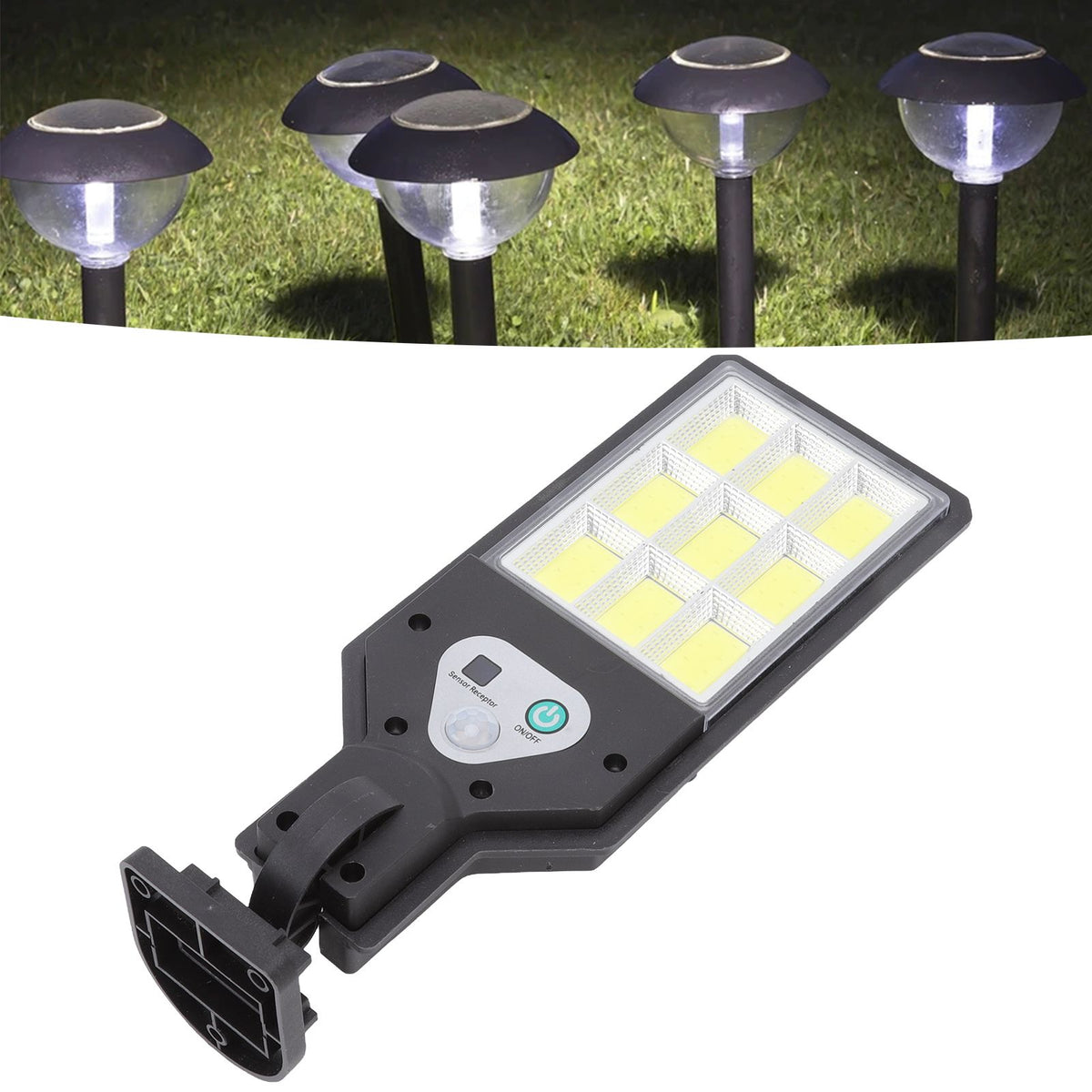 LED Solar Street Lights 9COB Body Sensing IP65 Waterproof Outdoor Street Lamp for Courtyard Yard Pathway Garden
