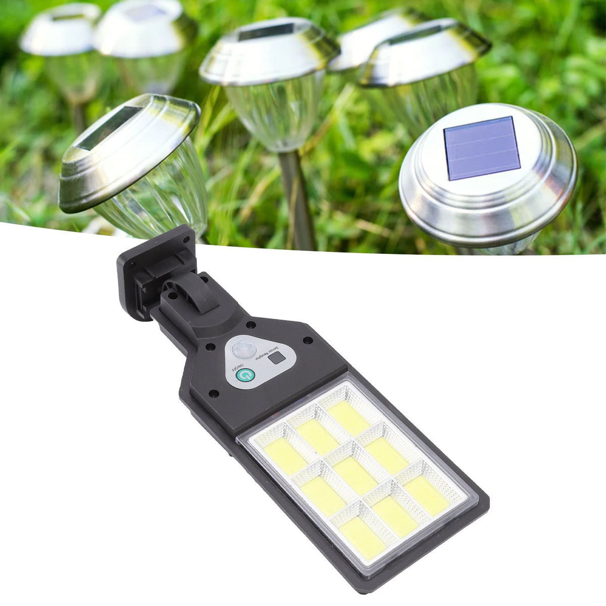 LED Solar Street Lights 9COB Body Sensing IP65 Waterproof Outdoor Street Lamp for Courtyard Yard Pathway Garden