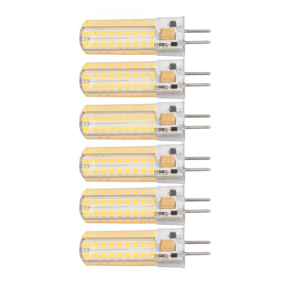 6Pcs GY6.35 LED Bulb 7W AC DC12V 700lm 72 LEDs 360 Degree LED Corn Light Bulb for Pendant Lamps Ceiling Lamps Warm Light(2700K-3000K)