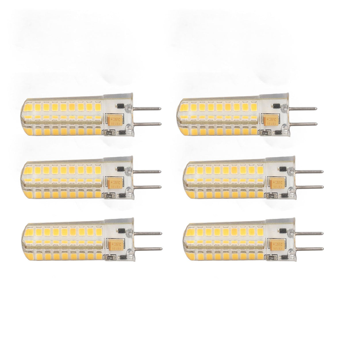 6Pcs GY6.35 LED Bulb 7W AC DC12V 700lm 72 LEDs 360 Degree LED Corn Light Bulb for Pendant Lamps Ceiling Lamps Warm Light(2700K-3000K)