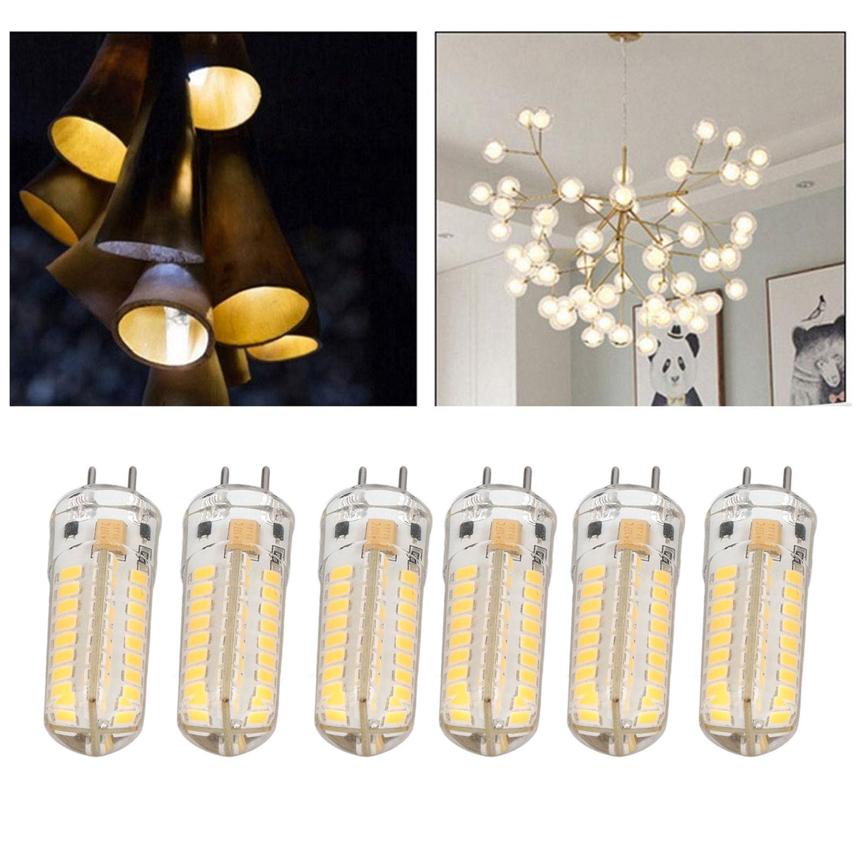 6Pcs GY6.35 LED Bulb 7W AC DC12V 700lm 72 LEDs 360 Degree LED Corn Light Bulb for Pendant Lamps Ceiling Lamps Warm Light(2700K-3000K)