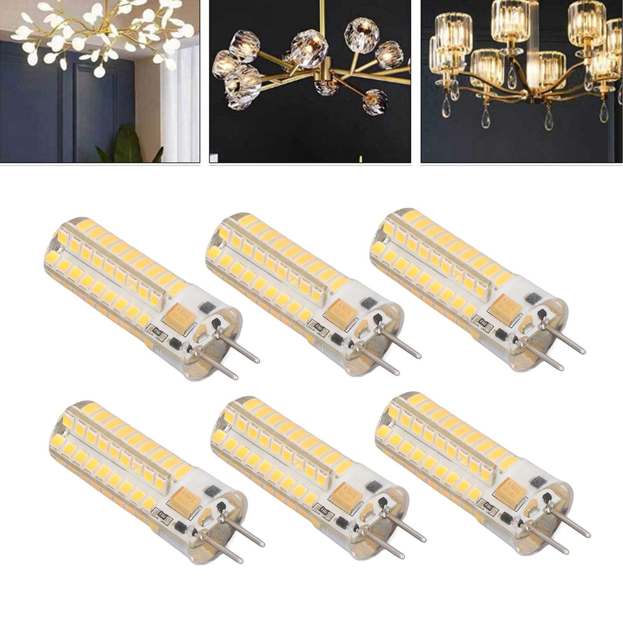 6Pcs GY6.35 LED Bulb 7W AC DC12V 700lm 72 LEDs 360 Degree LED Corn Light Bulb for Pendant Lamps Ceiling Lamps Warm Light(2700K-3000K)