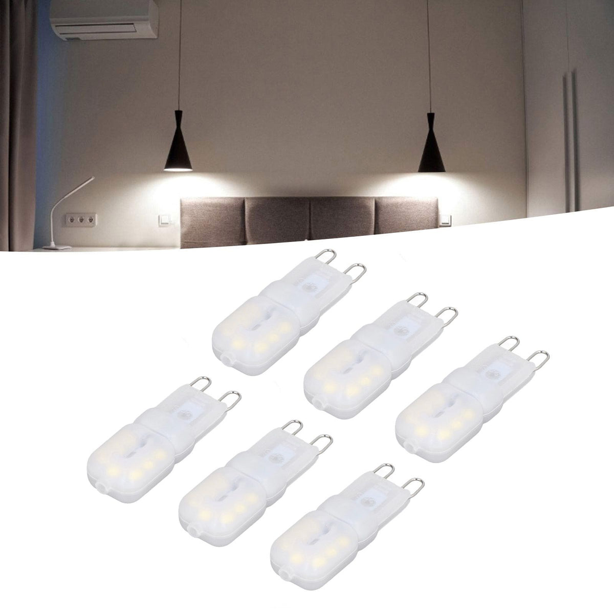 6Pcs G9 LED Light Bulbs Dimmable 3W Energy Saving 360 Degree Light Light Bulb for Ceiling Lamps and Pendant Lamps White Light 110-140V