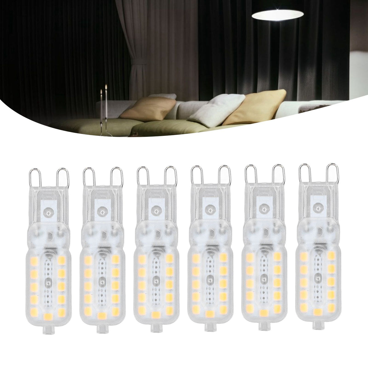 6pcs G9 LED Bulb 5W Transparent Cover 22LED Dimmable G9 Light Bulb for Ceiling Light Wall Light Table Light Natural White 220-240V