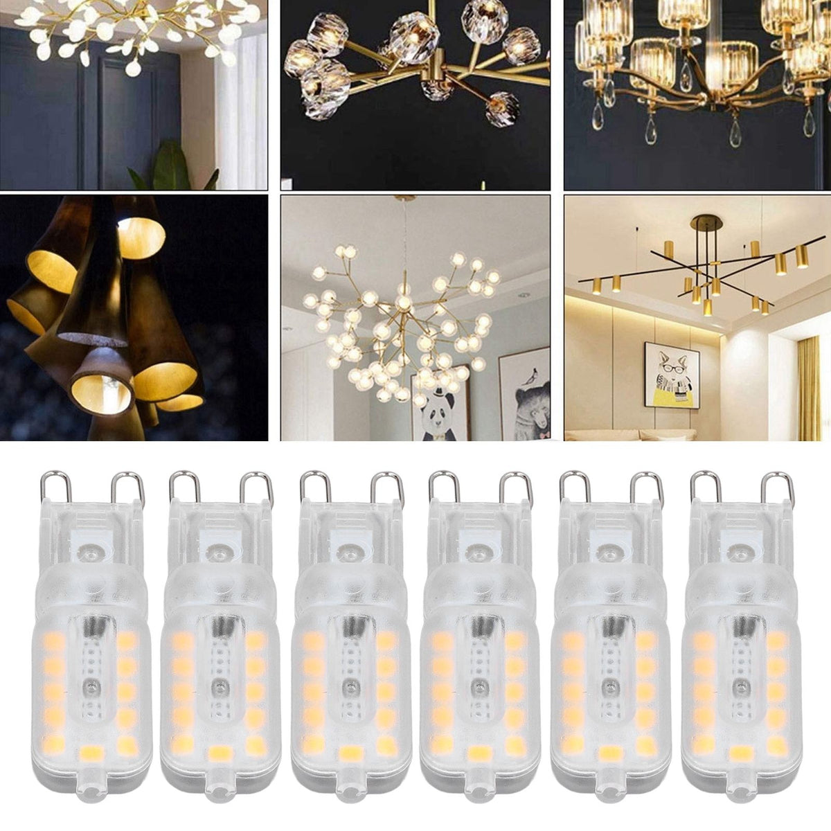 6pcs G9 LED Bulb 5W Transparent Cover 22LED Dimmable G9 Light Bulb for Ceiling Light Wall Light Table Light Warm White 220-240V
