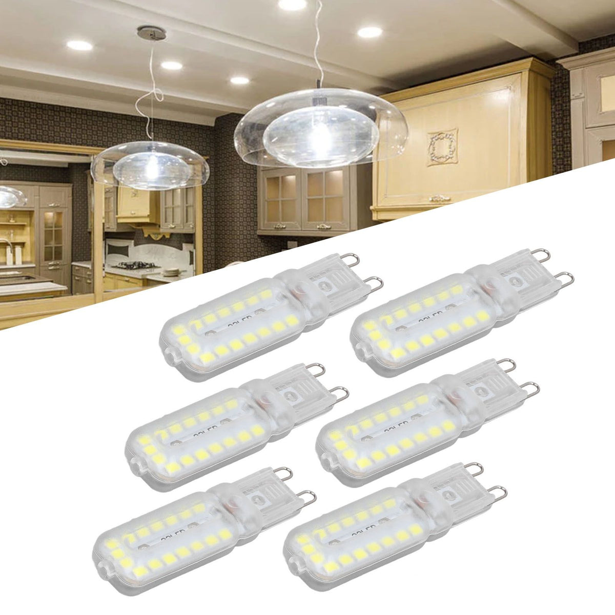 6pcs G9 LED Bulbs 7W Dimmable 360° Illumination Replacement Light Bulb for Wall Desk Cabinet Lamp White Light 220-240V