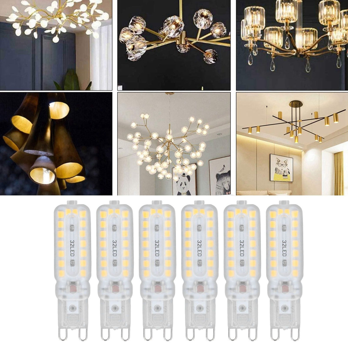6pcs G9 LED Bulbs 7W Dimmable 360° Illumination Replacement Light Bulb for Wall Desk Cabinet Lamp Warm White 220-240V