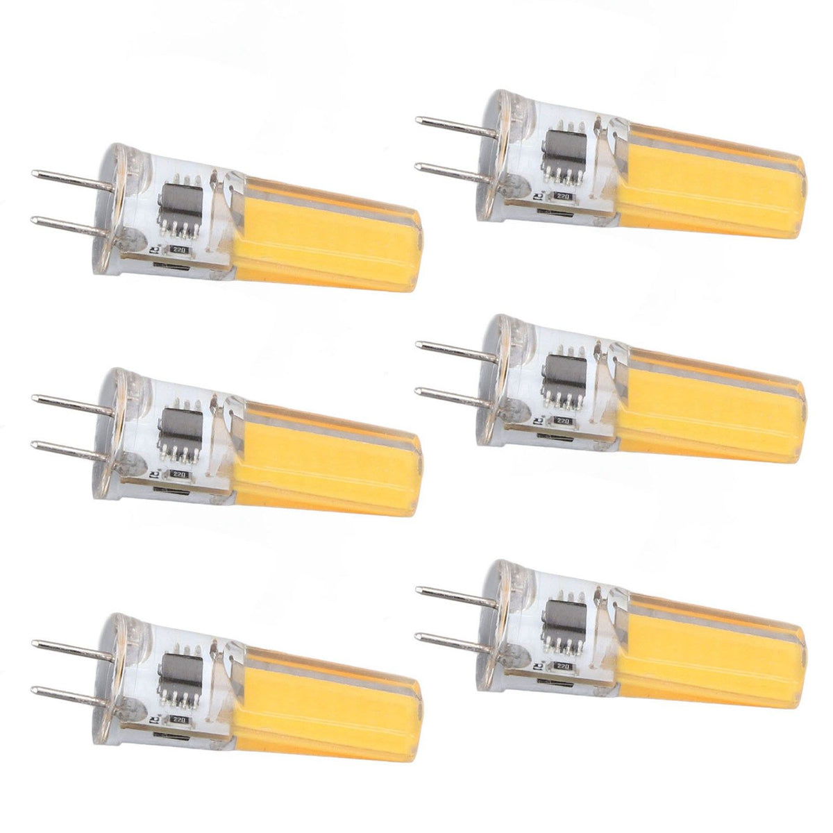6Pcs G8 LED Bulb 5W Dimmable 2508 COB Energy Saving Easy Installation 360 Degrees 50000 Hours Stable 5W Bulbs 100‑120V Warm White