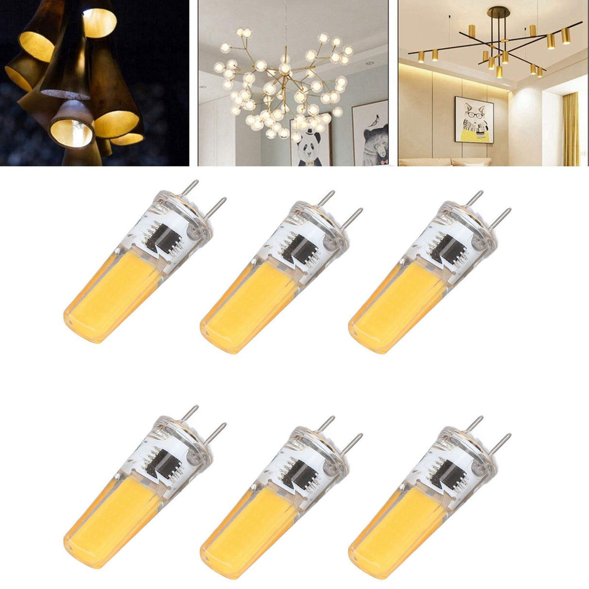 6Pcs G8 LED Bulb 5W Dimmable 2508 COB Energy Saving Easy Installation 360 Degrees 50000 Hours Stable 5W Bulbs 100‑120V Warm White