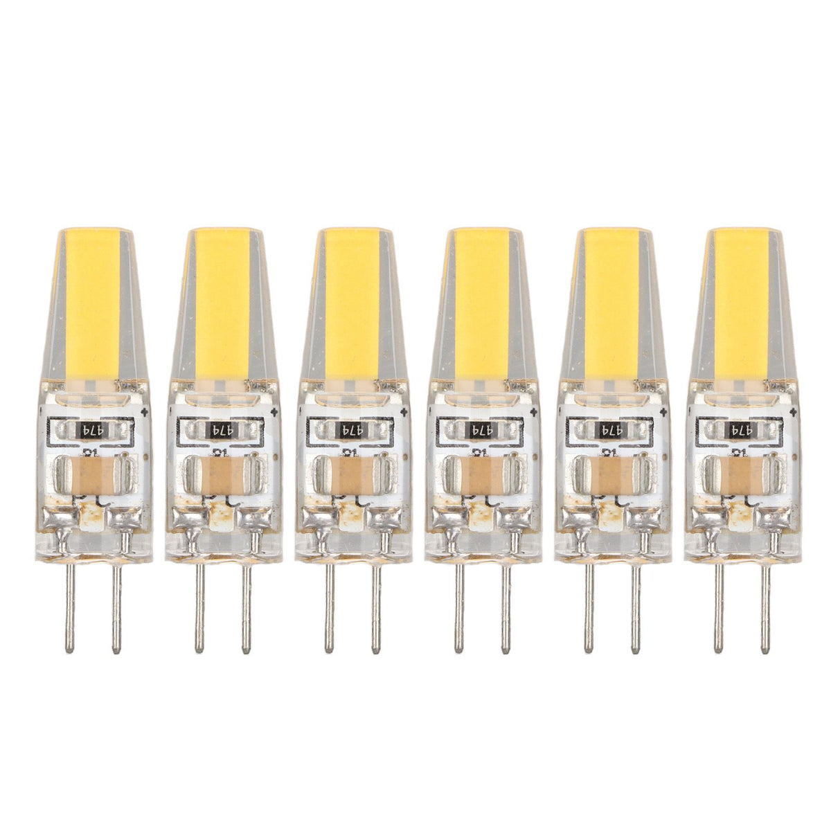6 Pcs 6W 500LM G4 Bulb LED COB Silica Gel Energy Saving Lamp Bulb for Ceiling Lamp Wall Lamp Table Lamp 220V Warm White