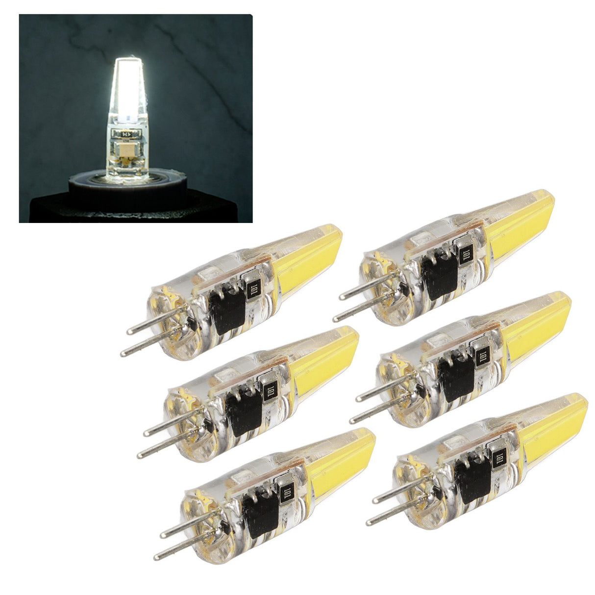 6 Pcs 6W 500LM G4 Bulb LED COB Silica Gel Energy Saving Lamp Bulb for Ceiling Lamp Wall Lamp Table Lamp 220V Cold White