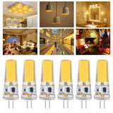 6 Pieces G4 LED Bulbs 9W Dimmable COB Lamp 500LM for Home Ceiling Landscape Chandelier Lamps 3000K Warm Light