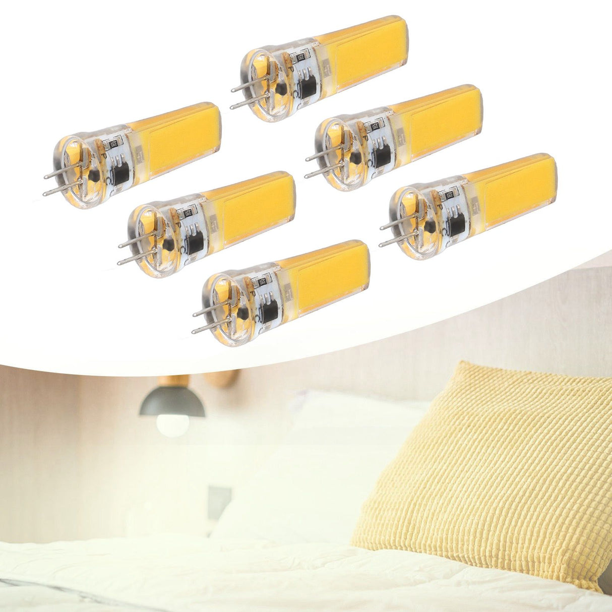 6 Pieces G4 LED Bulbs 9W Dimmable COB Lamp 500LM for Home Ceiling Landscape Chandelier Lamps 3000K Warm Light