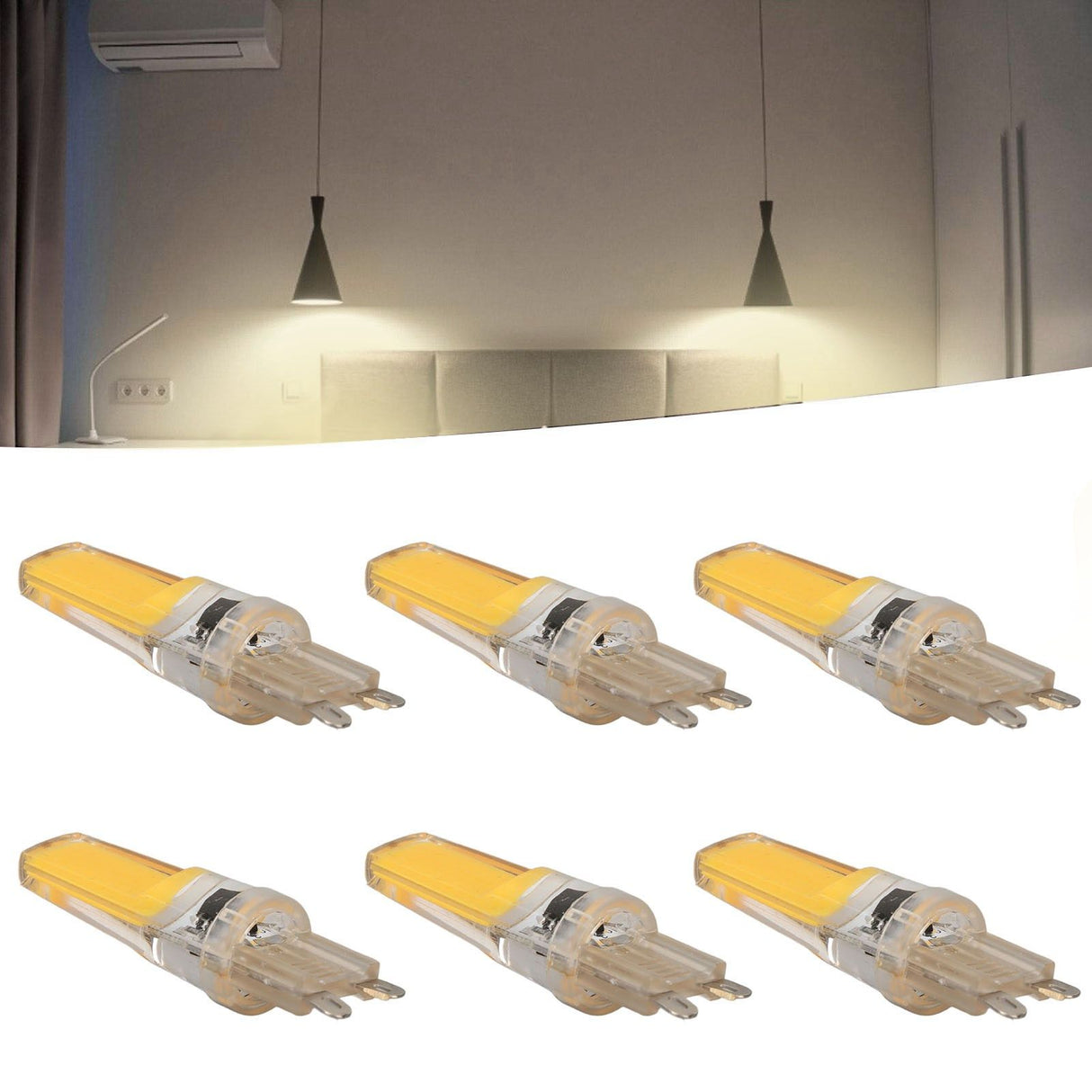 6pcs G9 LED Light Bulb COB Dimmable Professional G9 LED Bulb Replacement for Wall Lamps Table Lamps 220V Warm Light