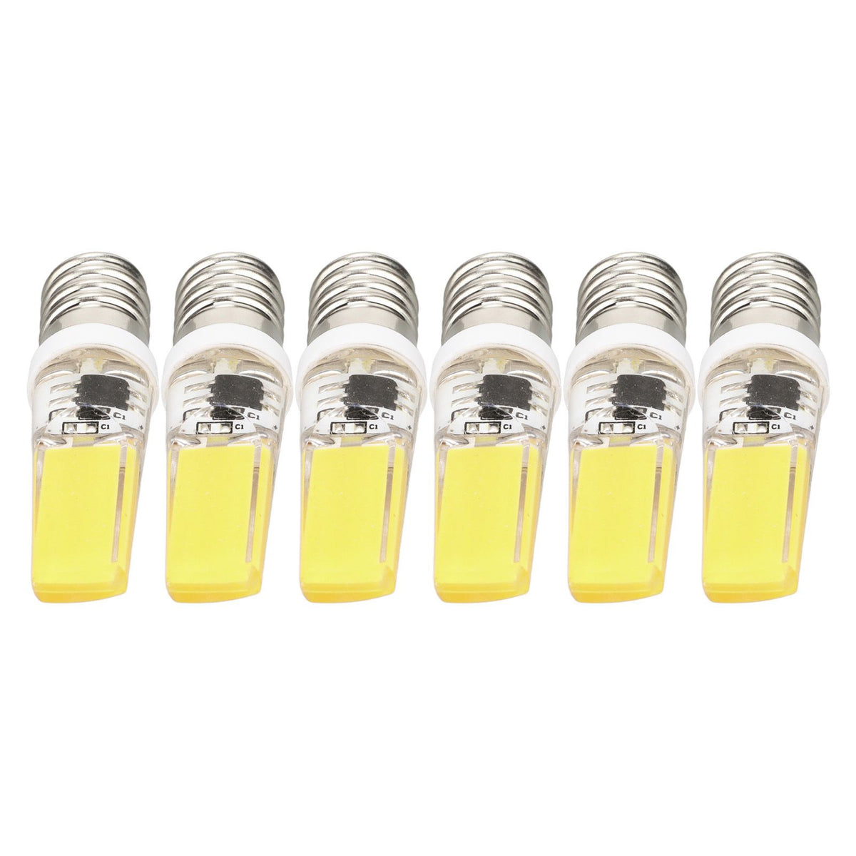 6PCS E14 COB Lamp Bulb Mini 360 Degree Lighting Heat Sinking Silicone Anti Glare for Chandelier Ceiling Light Cold White Light 6500K