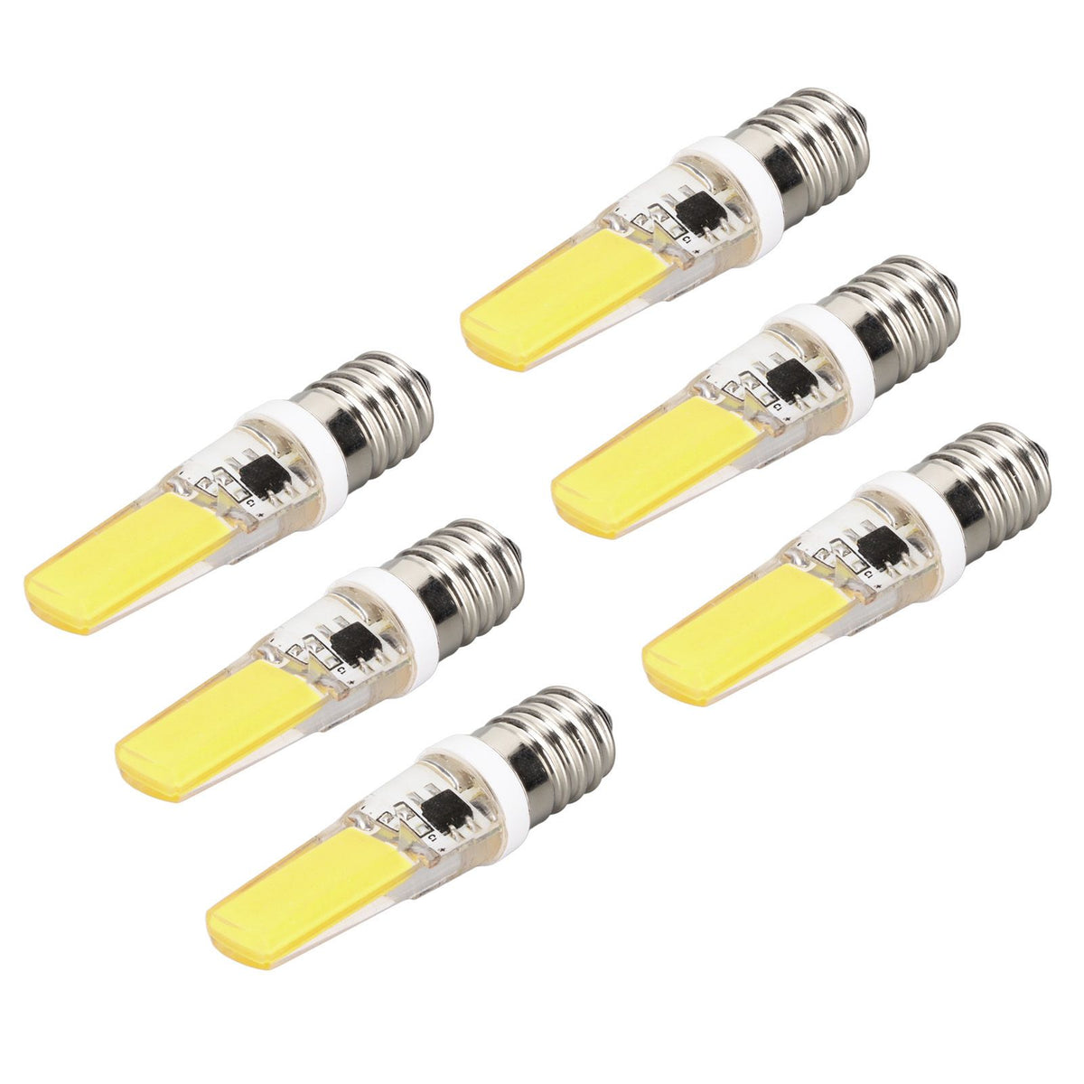 6PCS E14 COB Lamp Bulb Mini 360 Degree Lighting Heat Sinking Silicone Anti Glare for Chandelier Ceiling Light Cold White Light 6500K