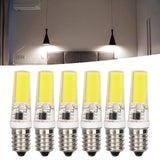 6PCS E14 COB Lamp Bulb Mini 360 Degree Lighting Heat Sinking Silicone Anti Glare for Chandelier Ceiling Light Cold White Light 6500K