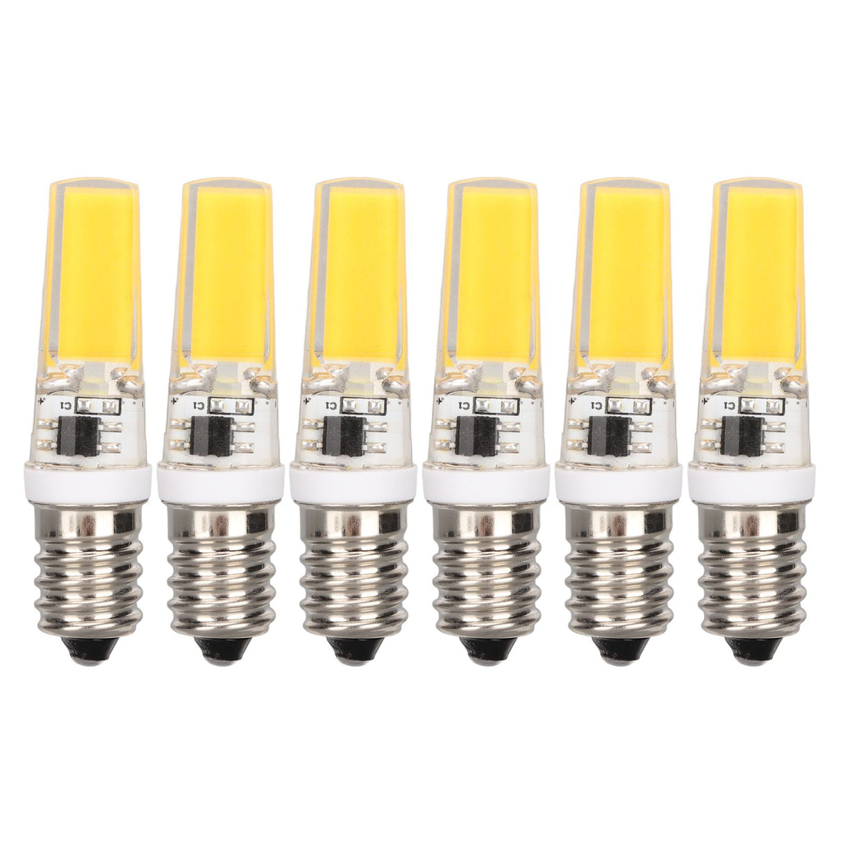 6PCS E14 COB Lamp Bulb Mini 360 Degree Lighting Heat Sinking Silicone Anti Glare for Chandelier Ceiling Light Warm White Light 3000K