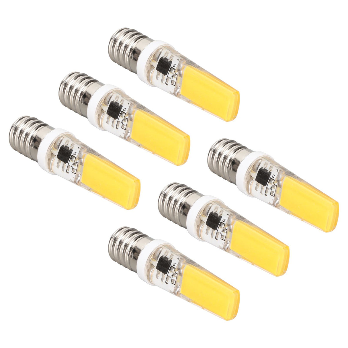 6PCS E14 COB Lamp Bulb Mini 360 Degree Lighting Heat Sinking Silicone Anti Glare for Chandelier Ceiling Light Warm White Light 3000K