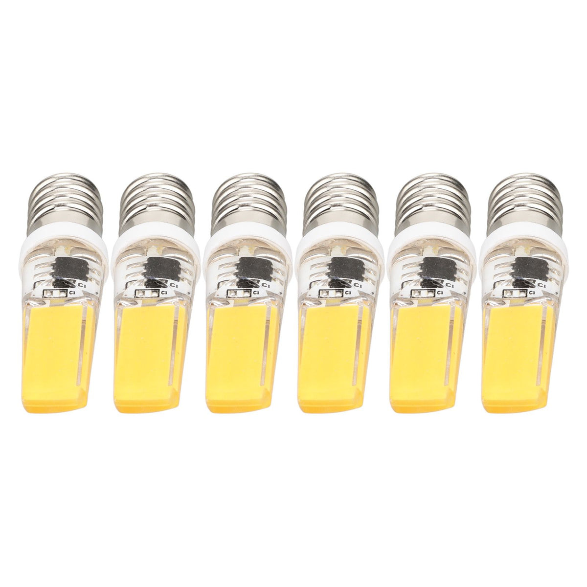 6PCS E14 COB Lamp Bulb Mini 360 Degree Lighting Heat Sinking Silicone Anti Glare for Chandelier Ceiling Light Warm White Light 3000K
