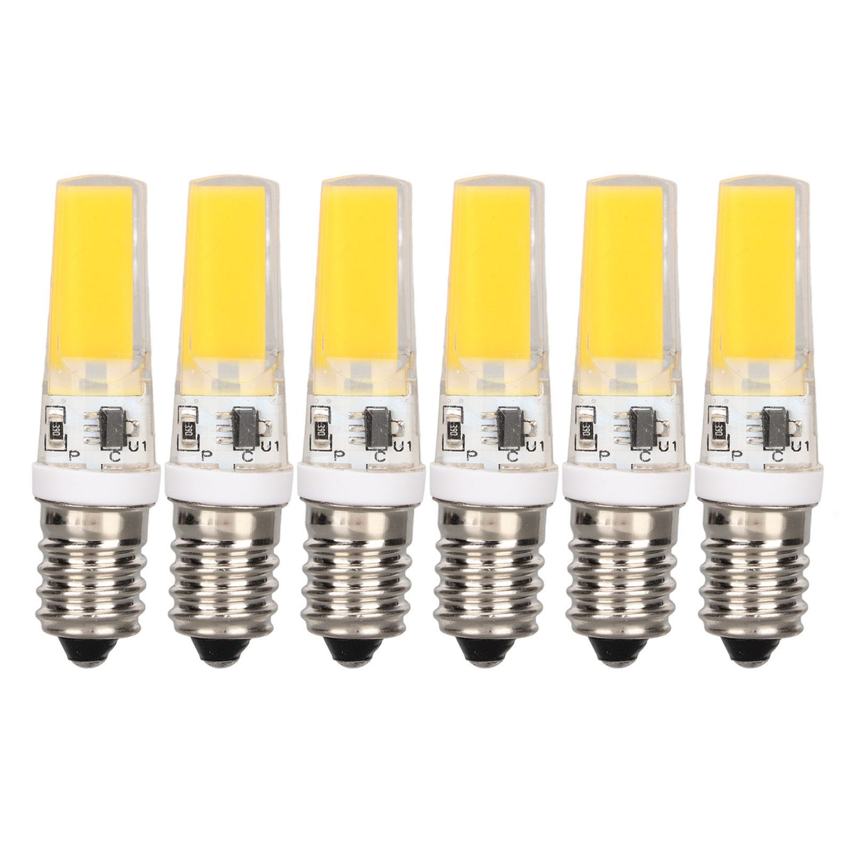 6PCS E14 COB Lamp Bulb Mini 360 Degree Lighting Heat Sinking Silicone Anti Glare for Chandelier Ceiling Light Warm White Light 3000K