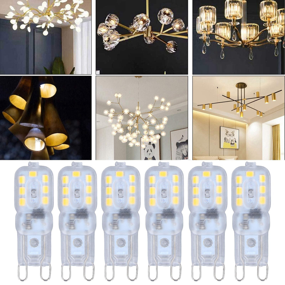 G9 Bulb Dimmable Eye Protection Energy Saving 14 LEDs 3W Light Bulb for Chandelier Table Lamp 6pcs Natural Light 110V