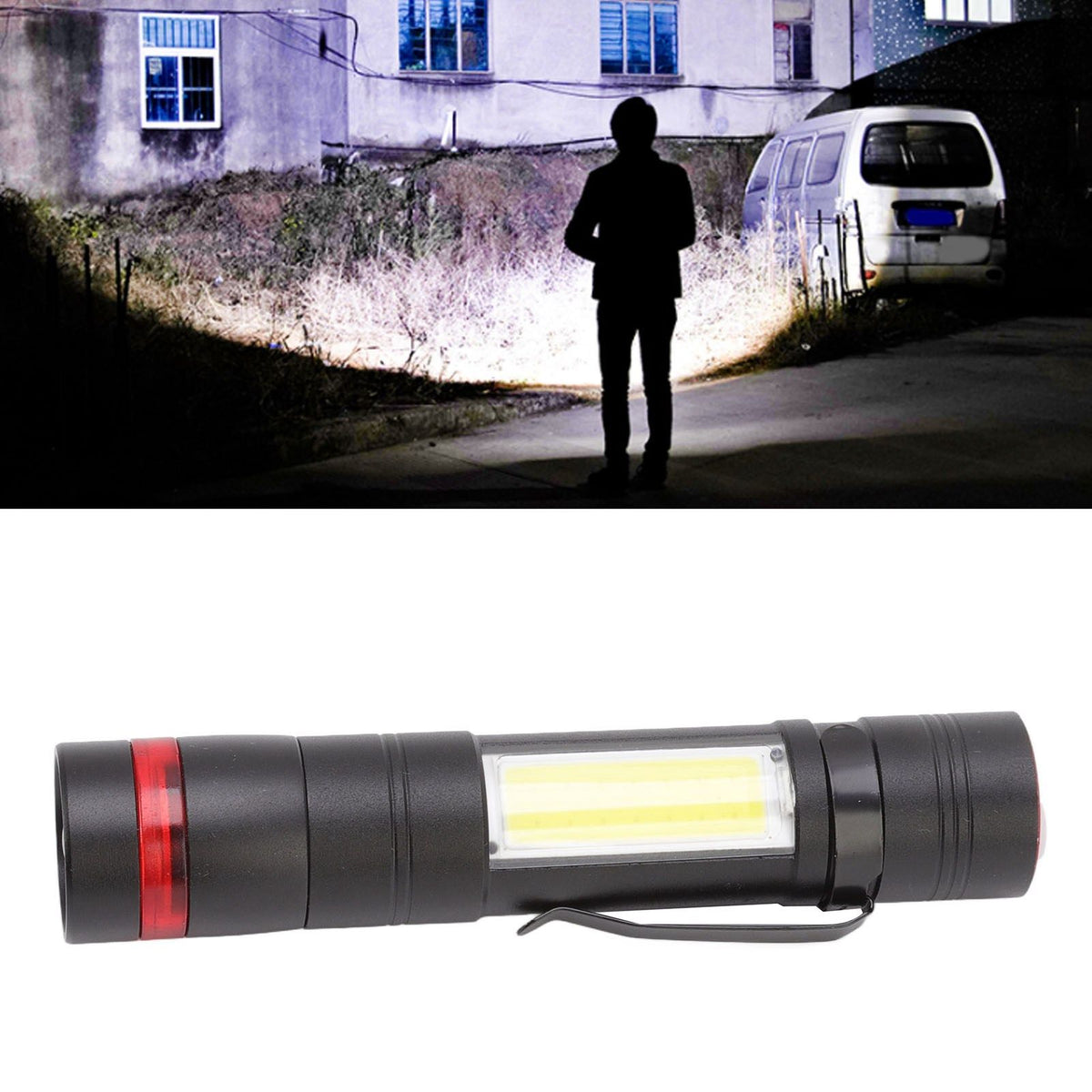 LED Flashlight Multifunction Highlight Telescopic Zoom Rechargeable Waterproof Mini Flashlight for Outdoor Lighting