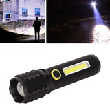 Mini Flashlight Strong Light 3 Modes Telescopic Zoom Portable Rechargeable for Camping Emergency Outdoor
