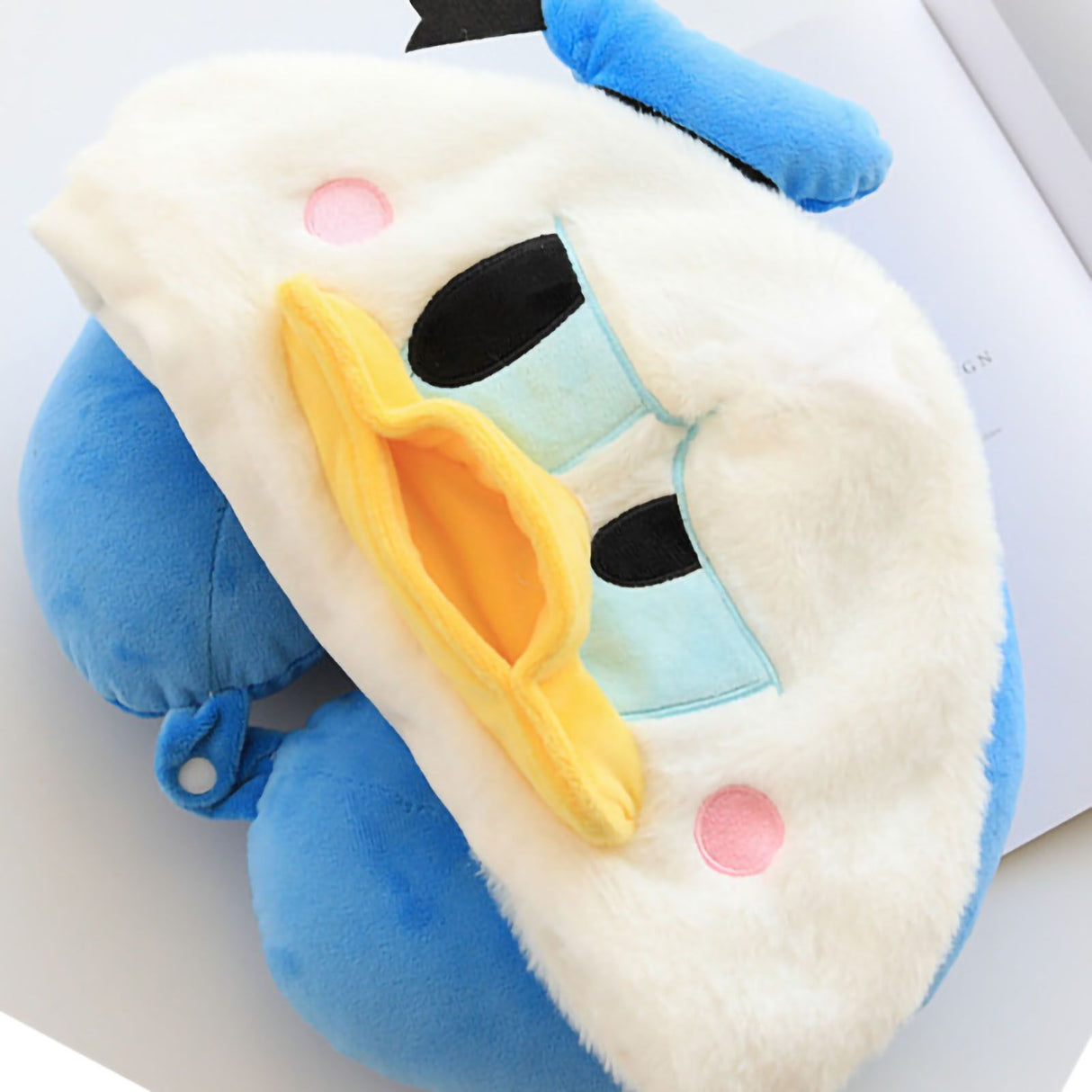 Hooded U Shaped Pillow Cute Cartoon Travel PP Cotton U Shaped Neck Pillow for Airplane Seat Duck