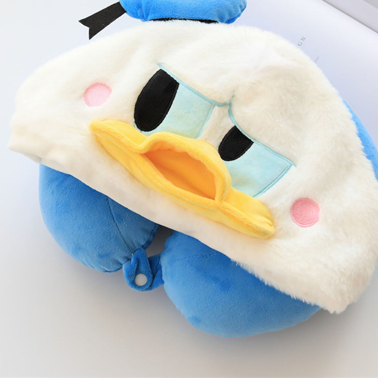 Hooded U Shaped Pillow Cute Cartoon Travel PP Cotton U Shaped Neck Pillow for Airplane Seat Duck