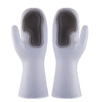 Dishwashing Scrubber Gloves Non Slip Waterproof Reusable Cleaning Scrubber Gloves Wear Resistant for Kitchen Gray