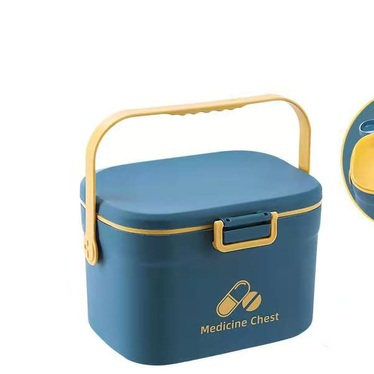 Medicine Box Pill Storage Case Sewing Tin Container PP 2 Layer Portable for Home Office Blue