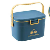 Medicine Box Pill Storage Case Sewing Tin Container PP 2 Layer Portable for Home Office Blue - Top-Down View