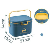 Medicine Box Pill Storage Case Sewing Tin Container PP 2 Layer Portable for Home Office Blue