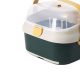 Baby Bottle Drying Rack Nursing Bottle Storage Box Container with Swivel Vent Dust Cover Drain Tray Detachable Holder Green - Top-Down View