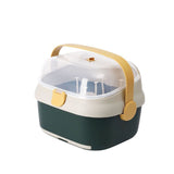 Baby Bottle Drying Rack Nursing Bottle Storage Box Container with Swivel Vent Dust Cover Drain Tray Detachable Holder Green