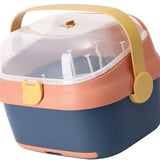 Baby Bottle Drying Rack Nursing Bottle Storage Box Container with Swivel Vent Dust Cover Drain Tray Detachable Holder Blue