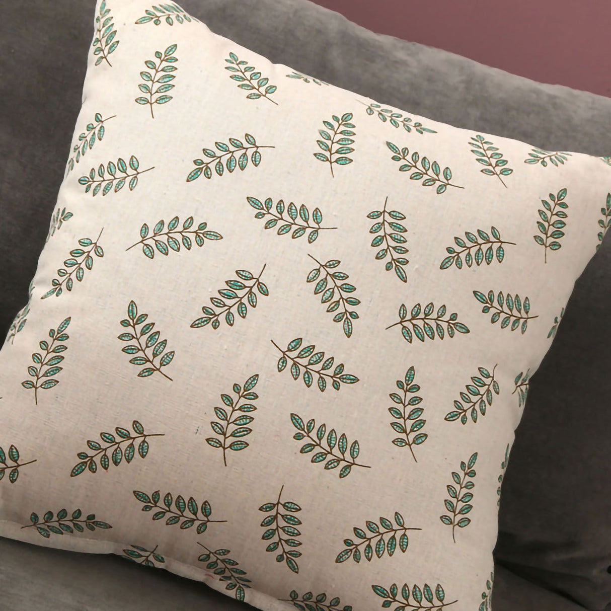 Home Pillow Case Sofa Cushion Accessories Linen Nordic Style Daily Use Home Textiles Small Green Leaves 45x45