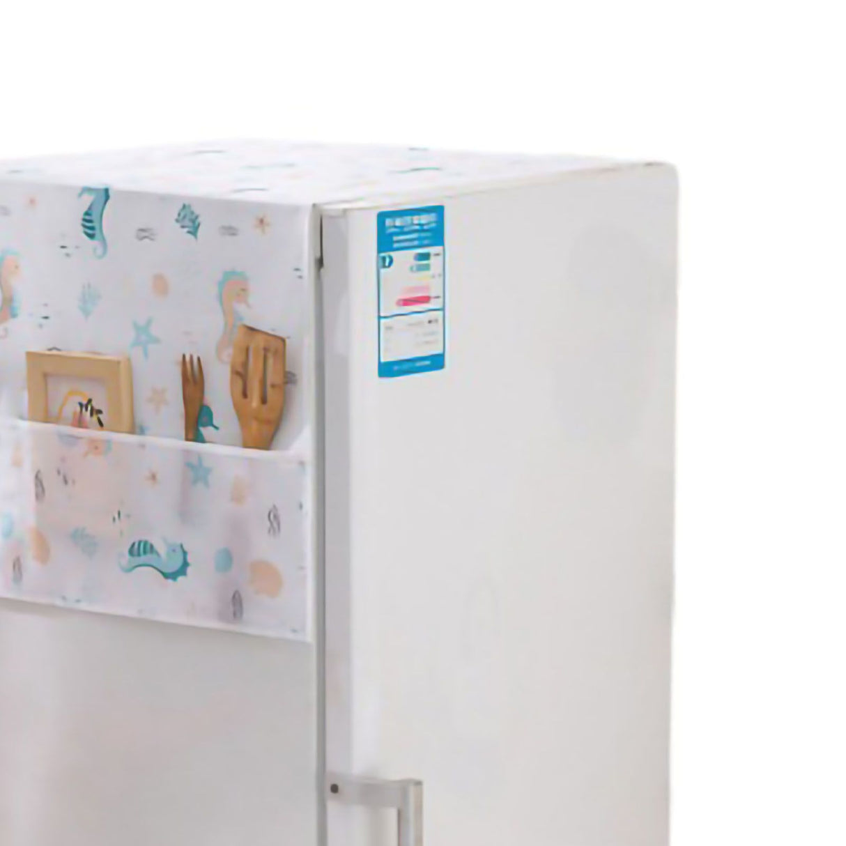 Refrigerator Dust Cover PEVA Home Water and Oil Proofing Refrigerator Cover Towel for Kitchen Seahorse House 130x55cm/51.2x21.7in