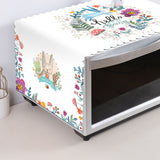 Microwave Cover Cloth Oven Cute Dust Proof Shiled Universal Oil Proof Nordic Style Simple Parts Blue Rabbit 35x100cm - Side View