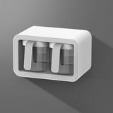 Seasoning Box Wall Mount Multi Grid Seasoning Storage Container Kitchen Seasoning Jar Combination Set 2 Container Gray with 2 Spoons - Top-Down View