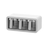 Seasoning Box Wall Mount Multi Grid Seasoning Storage Container Kitchen Seasoning Jar Combination Set 3 Container Gray with 3 Spoons