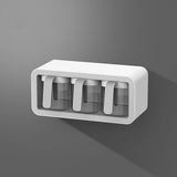 Seasoning Box Wall Mount Multi Grid Seasoning Storage Container Kitchen Seasoning Jar Combination Set 3 Container Gray with 3 Spoons