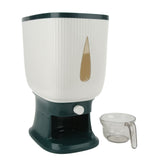 Household Rice Dispenser Large Capacity Automatic Rebound Food Grain Storage Container with Cup Green