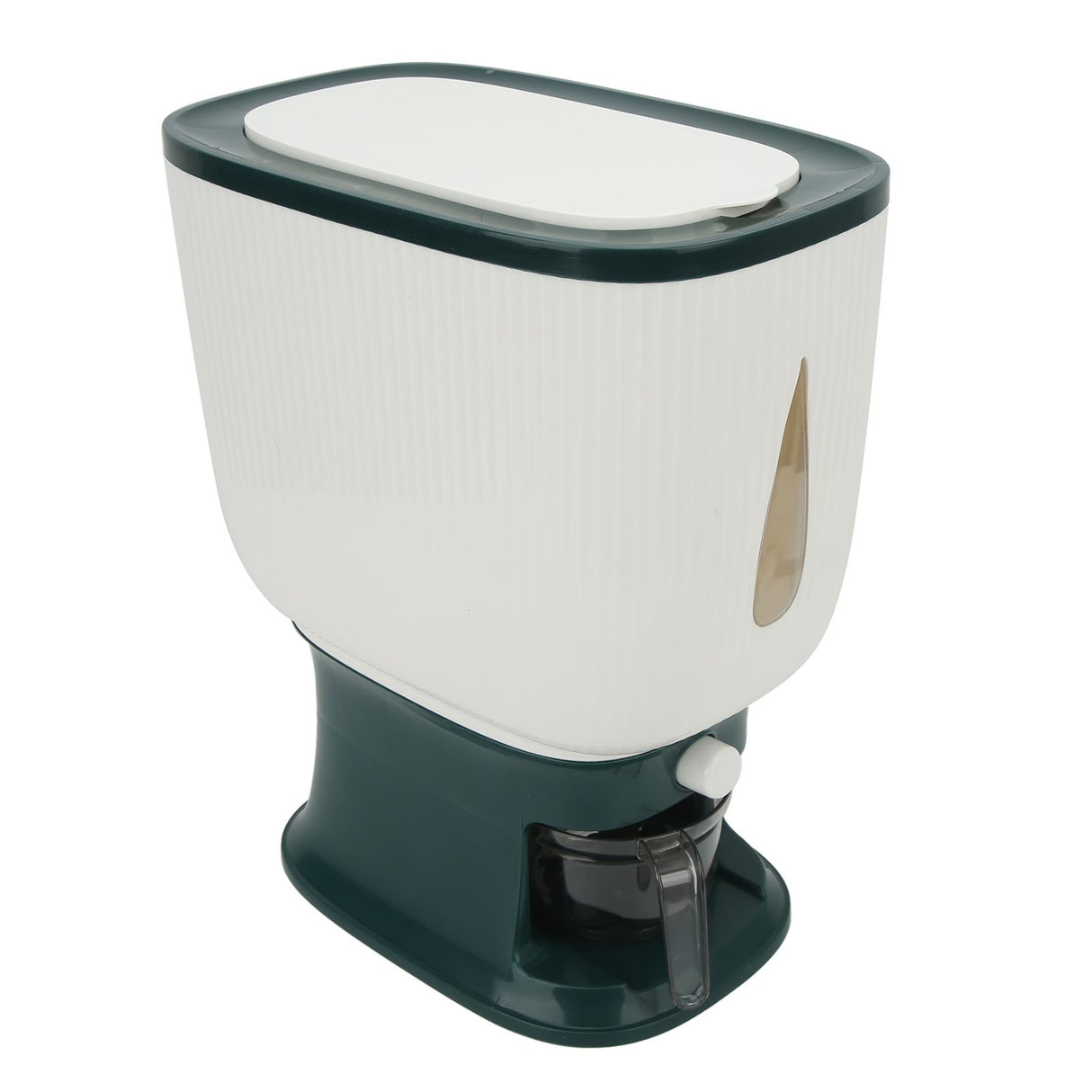 Household Rice Dispenser Large Capacity Automatic Rebound Food Grain Storage Container with Cup Green