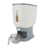 Household Rice Dispenser Large Capacity Automatic Rebound Food Grain Storage Container with Cup Grey - Front View
