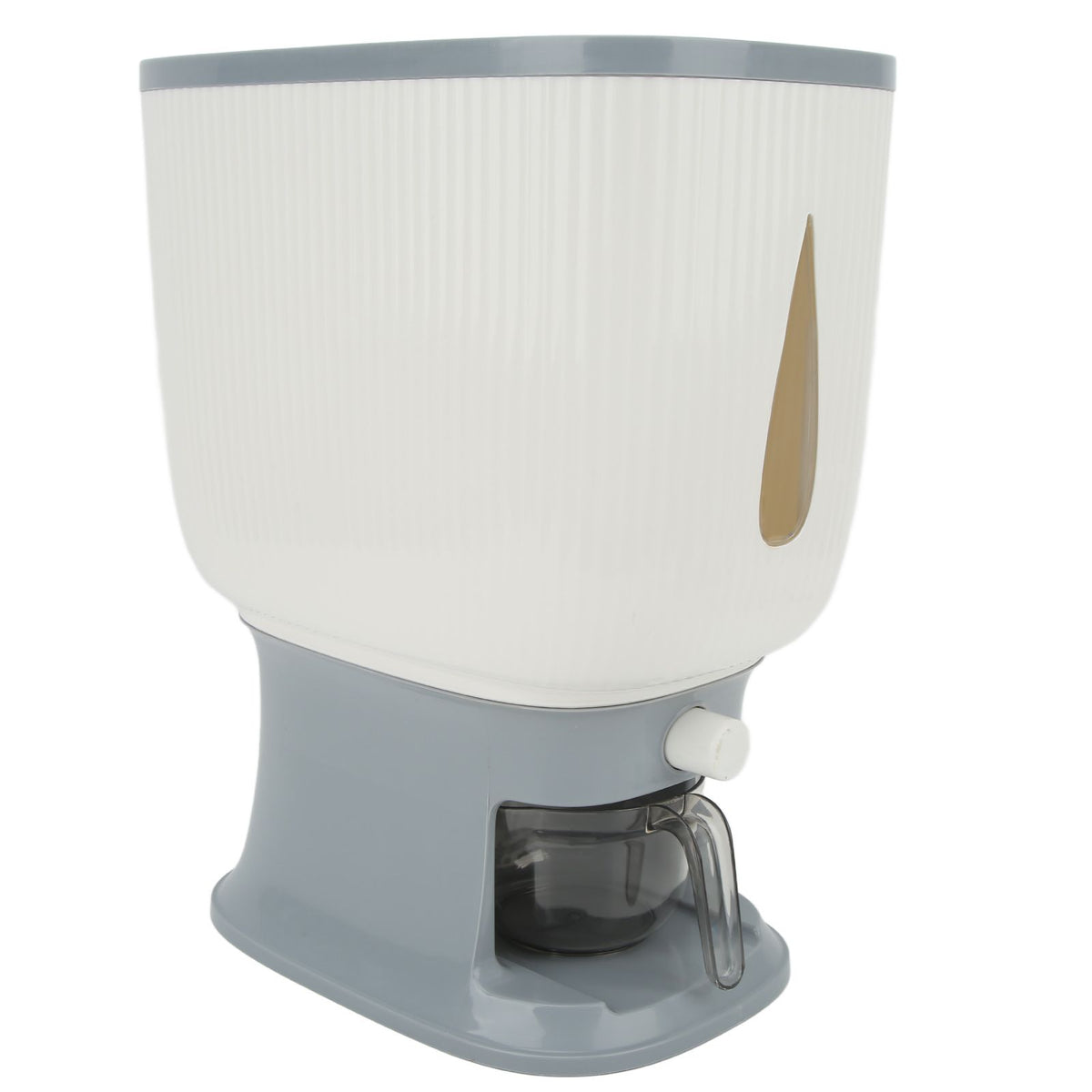 Household Rice Dispenser Large Capacity Automatic Rebound Food Grain Storage Container with Cup Grey